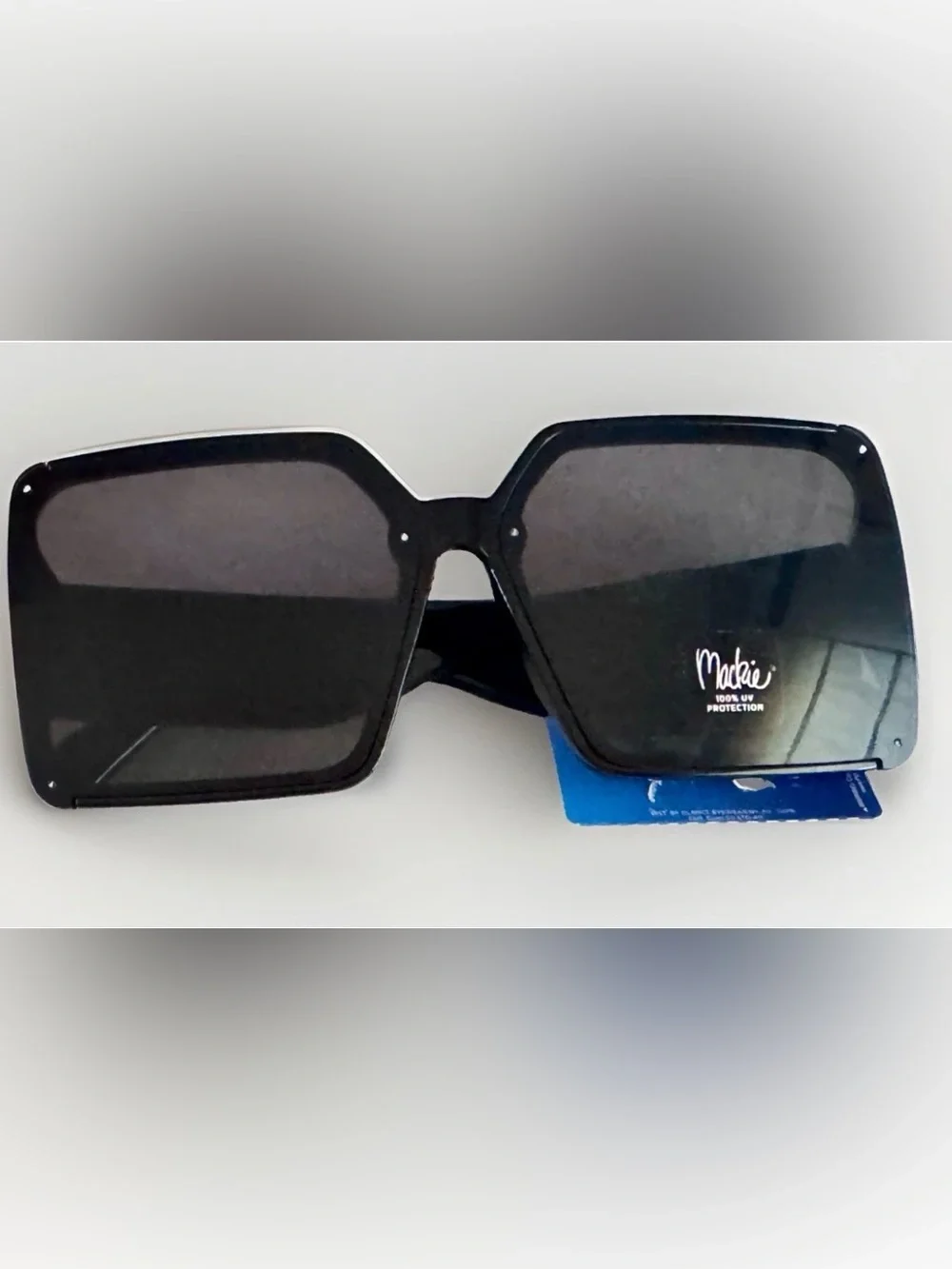 😎MACKIE😎 OVERSIZED SQUARE RIMLESS WIDE TEXTURED ARM 💯% UV PROTECTION SUNGLASSES